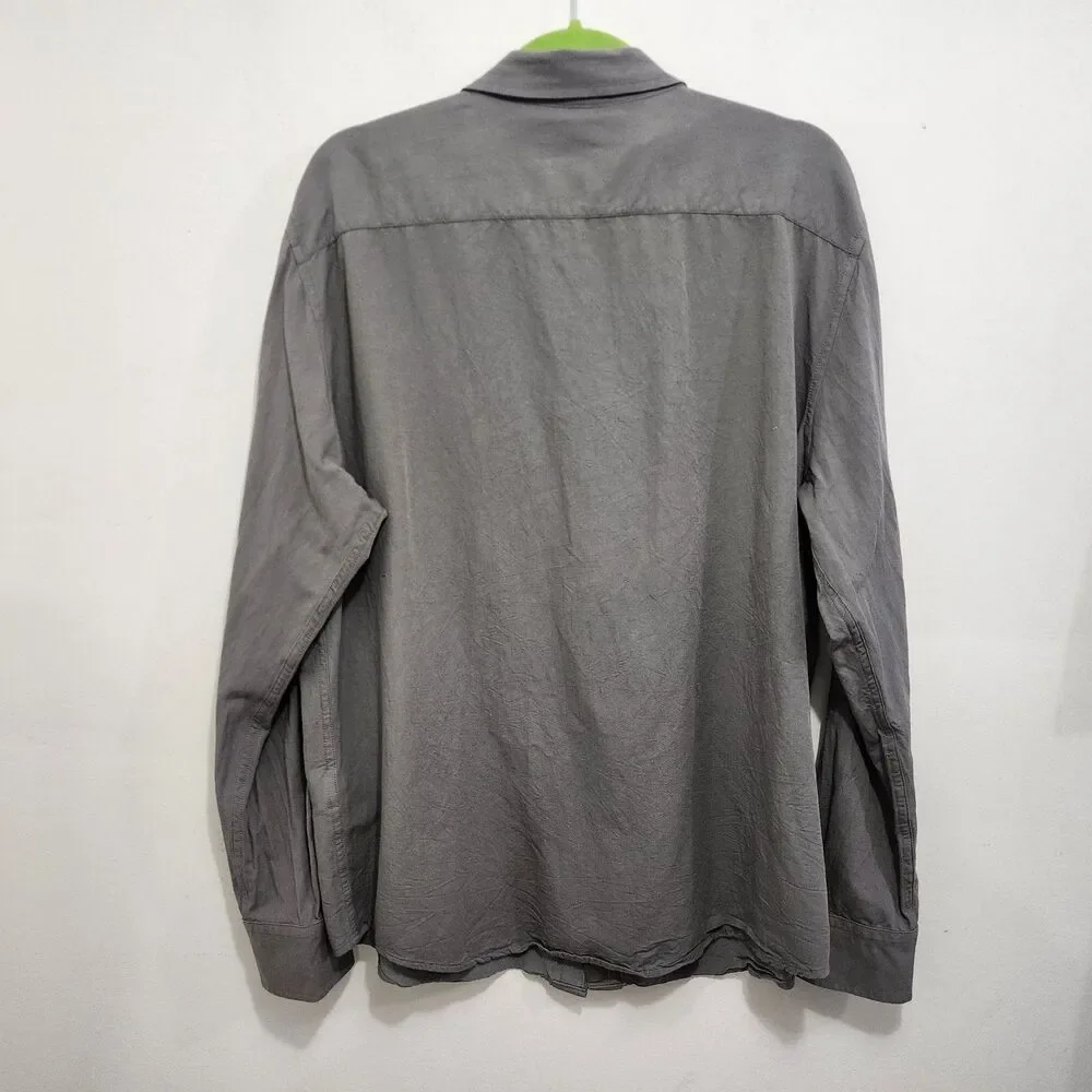 Banana Republic Untucked Slim Fit Shirt XL Long Sleeve Gray Cotton Button-up